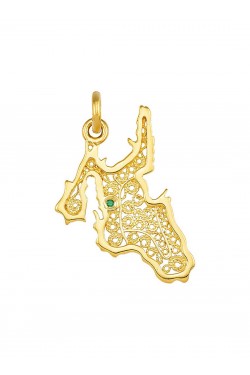Kefalonia Island - Filigree Handmade precious Stone Pendant, in 18k gold