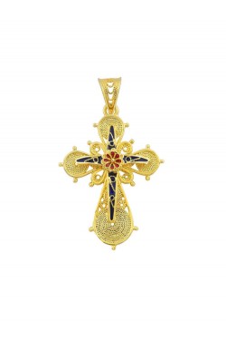 Floral -Filigree Handmade Enamel Cross