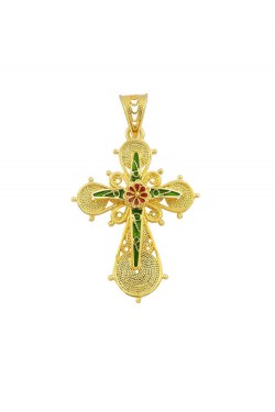 Floral -Filigree Handmade Enamel Cross
