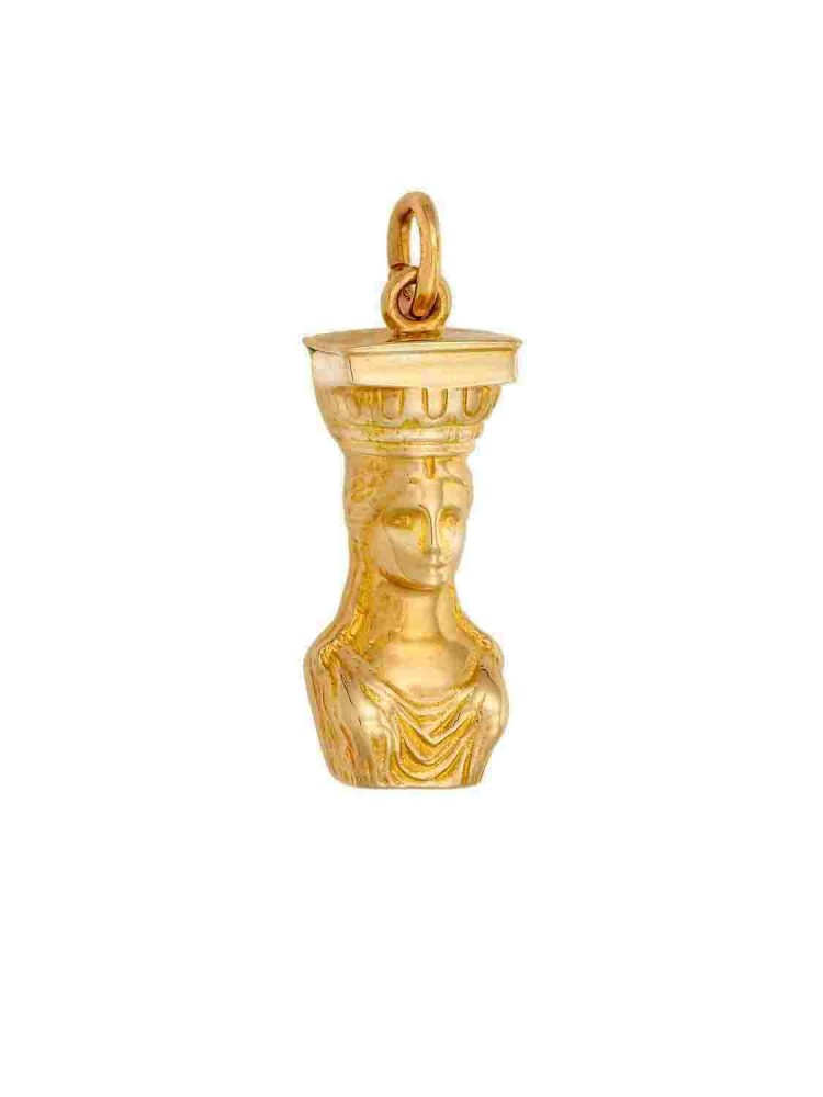 Ancient Greek Bust Sculpture - Handmade Pendant , in 14k gold