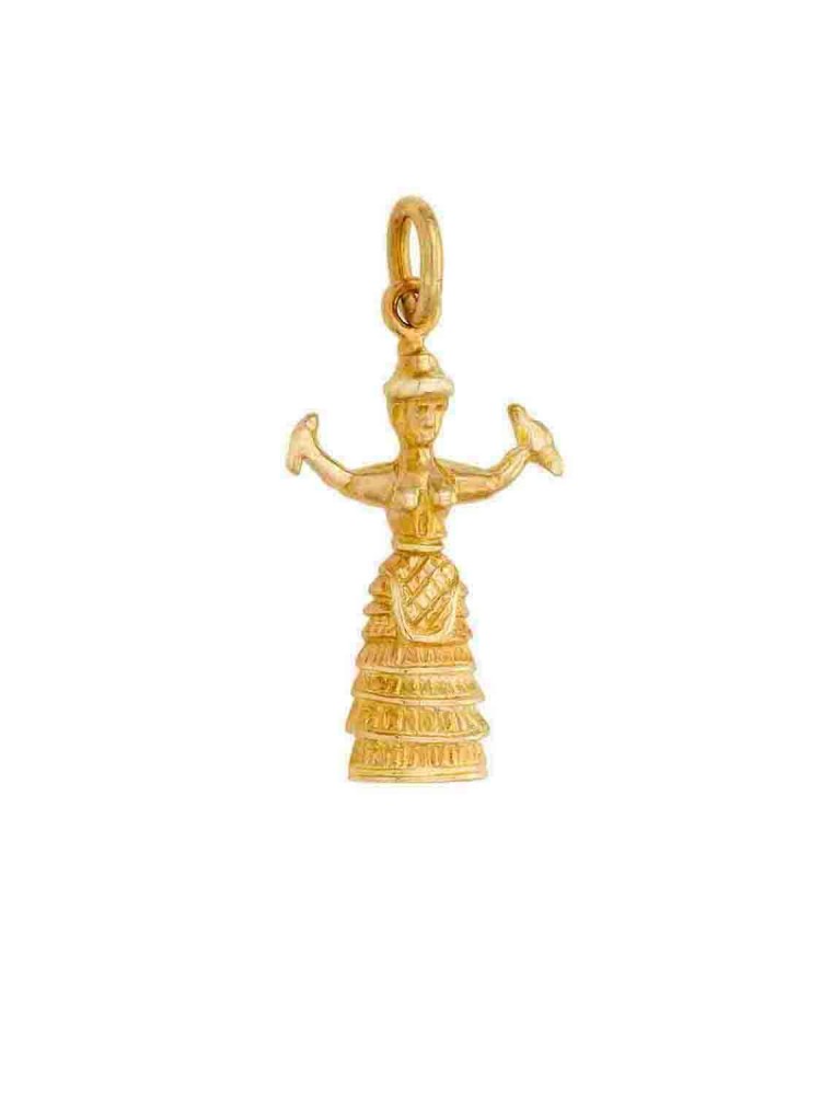 Goddess of Snakes - Handmade Pendant, in 14k gold