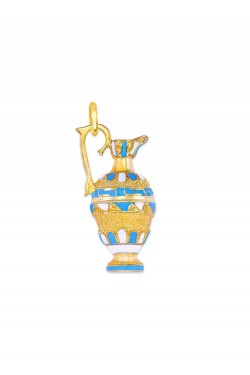 Amphora -Handmade Enamel Pendant, in 14k gold