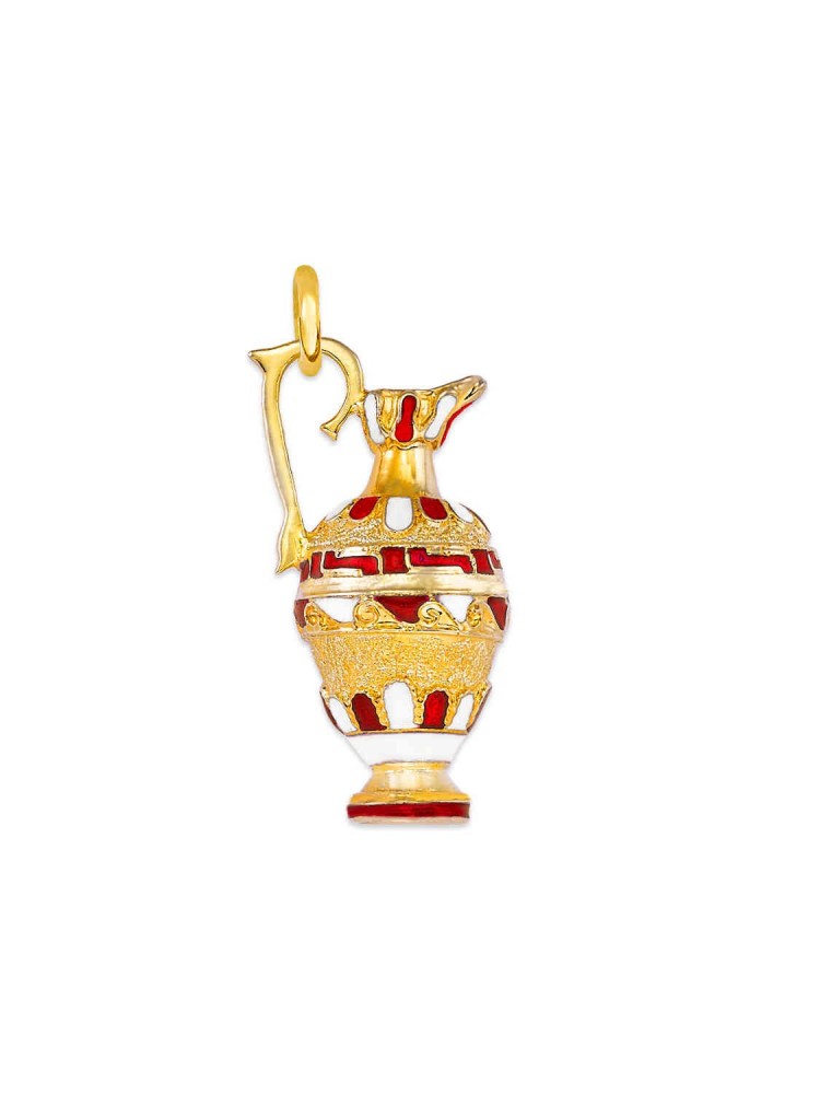 Amphora -Handmade Enamel Pendant, in 14k gold