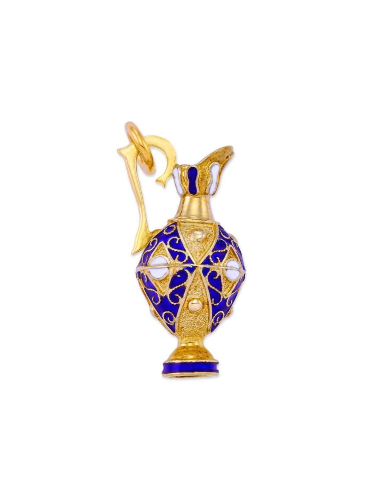 Amphora -Handmade Enamel Pendant, in 14k gold