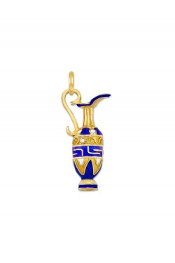 Meandros - Handmade Enamel Amphora Pendant, in 14k gold