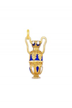 Leaves - Handmade Enamel Amphora Pendant, in 14k gold