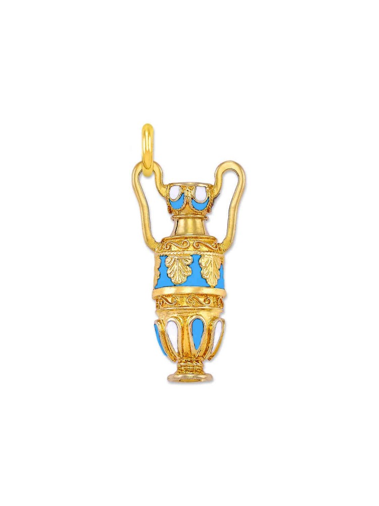 Leaves - Handmade Enamel Amphora Pendant, in 14k gold