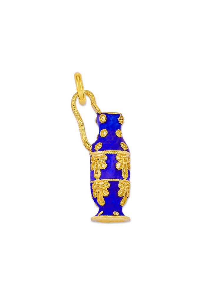 Leaves - Handmade Enamel Amphora Pendant, in 14k gold