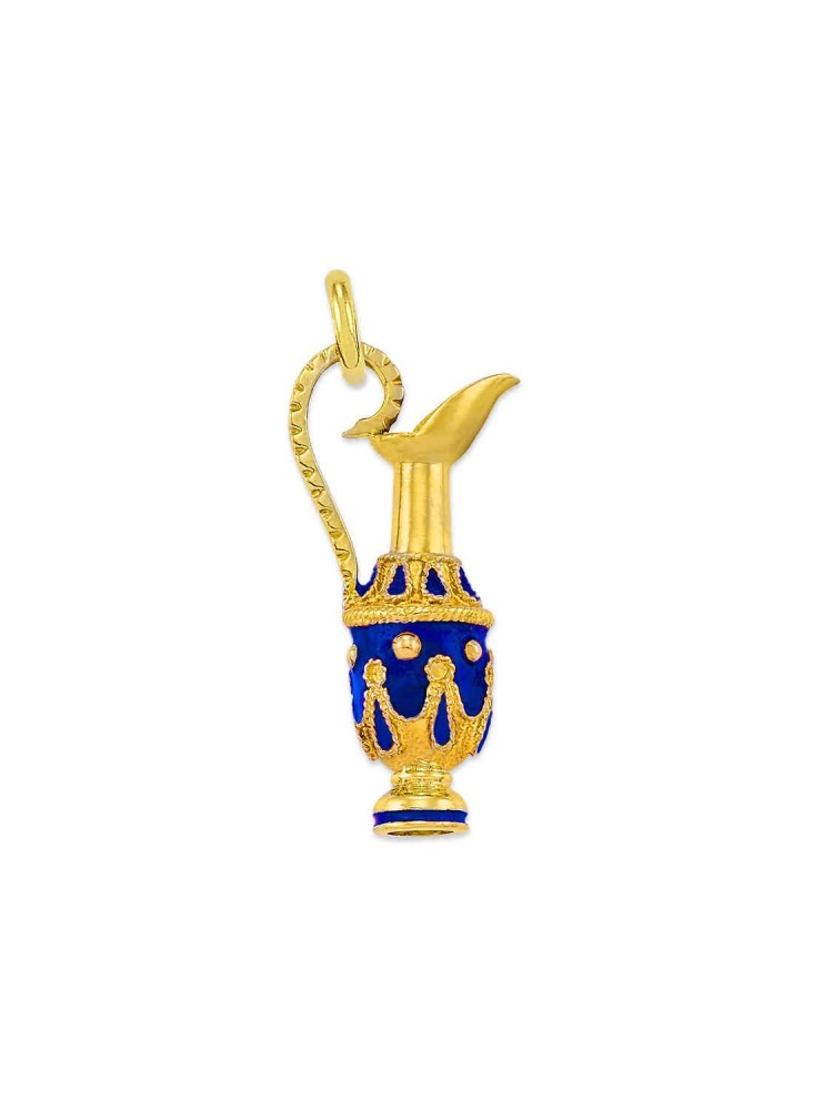 Vassilissa - Handmade Enamel Amphora Pendant, in 14k gold