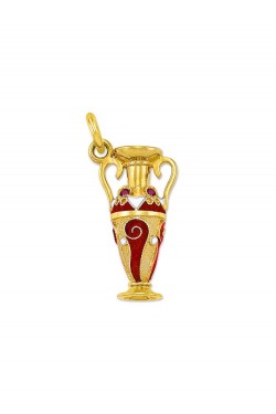 Σπείρα - Χειροποίητο Μενταγιόν Αμφορέας με Σμάλτο και Ρουμπίνι