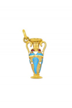 Spiral - Handmade Enamel Amphora Pendant with Ruby, in 14k gold