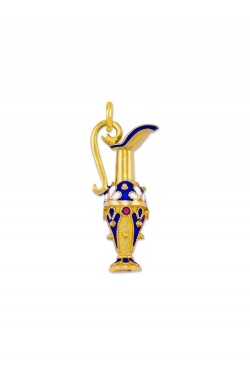 Daisy - Handmade Enamel Amphora Pendant with Ruby, in 14k gold