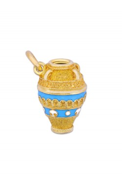 Amphora -Handmade Enamel Pendant, in 14k gold